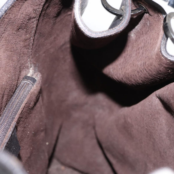 GUCCI Hand Bag Leather Black Silver 001 3738 Auth 154641