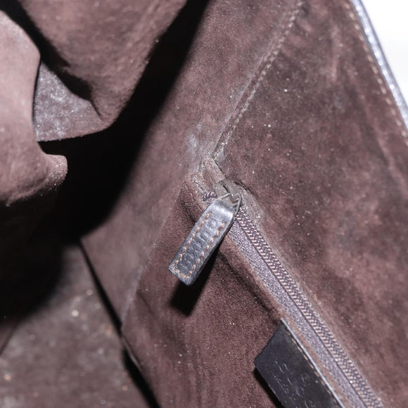 GUCCI Hand Bag Leather Black Silver 001 3738 Auth 154641