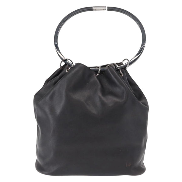 GUCCI Hand Bag Leather Black Silver 001 3738 Auth 154641