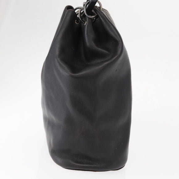 GUCCI Hand Bag Leather Black Silver 001 3738 Auth 154641