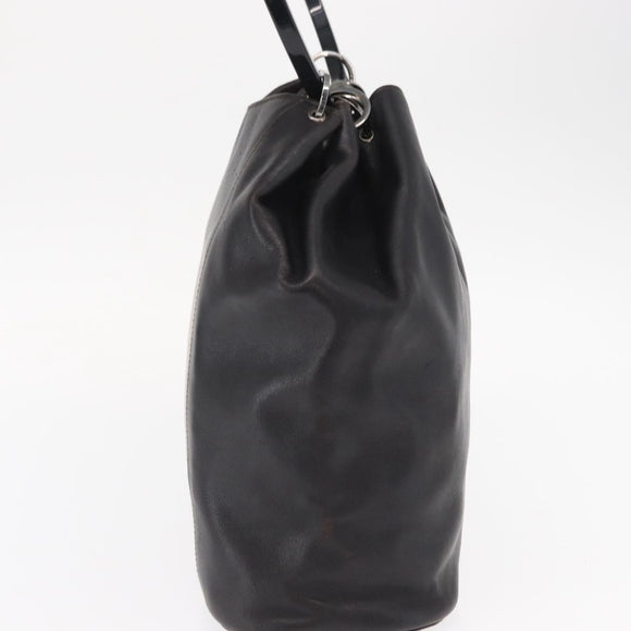 GUCCI Hand Bag Leather Black Silver 001 3738 Auth 154641