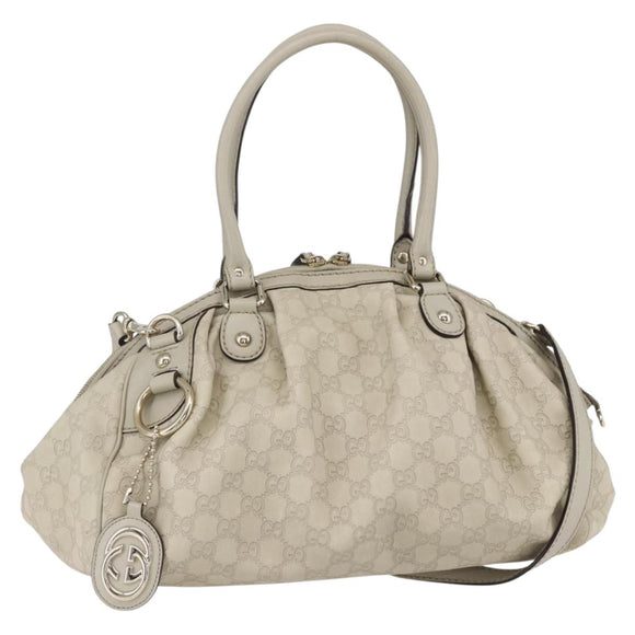 GUCCI GG Canvas Guccissima Sukey Hand Bag 2way Ivory Gold 223974 Auth 154642