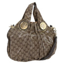 GUCCI GG Crystal Histeria Bag Coated Canvas 2way Beige Gold 203486 Auth 154644-1
