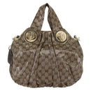 GUCCI GG Crystal Histeria Bag Coated Canvas 2way Beige Gold 203486 Auth 154644-2