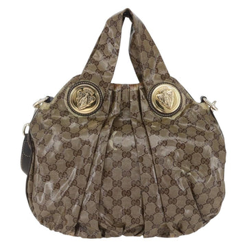 GUCCI GG Crystal Histeria Bag Coated Canvas 2way Beige Gold 203486 Auth 154644 - 0