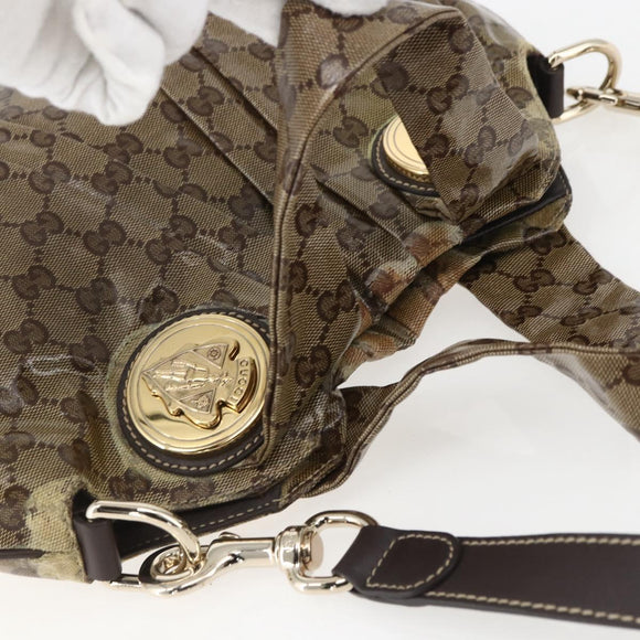 GUCCI GG Crystal Histeria Bag Coated Canvas 2way Beige Gold 203486 Auth 154644