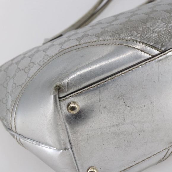 GUCCI GG Canvas Newbrit Tote Bag Silver Gold 169946 Auth 154645