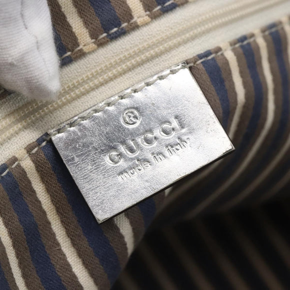 GUCCI GG Canvas Newbrit Tote Bag Silver Gold 169946 Auth 154645