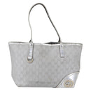 GUCCI GG Canvas Newbrit Tote Bag Silver Gold 169946 Auth 154645-2