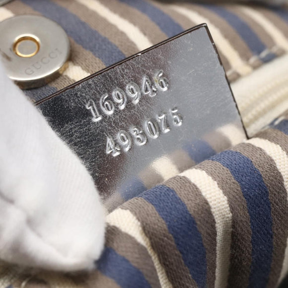 GUCCI GG Canvas Newbrit Tote Bag Silver Gold 169946 Auth 154645