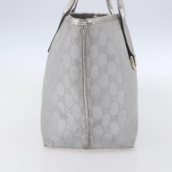 GUCCI GG Canvas Newbrit Tote Bag Silver Gold 169946 Auth 154645