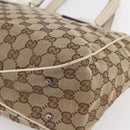 GUCCI GG Canvas Tote Bag Beige Silver 113019 Auth 154648-12