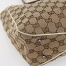 GUCCI GG Canvas Tote Bag Beige Silver 113019 Auth 154648-13