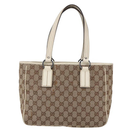 GUCCI GG Canvas Tote Bag Beige Silver 113019 Auth 154648 - 0