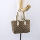 GUCCI GG Canvas Tote Bag Beige Silver 113019 Auth 154648-21