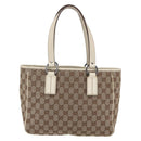GUCCI GG Canvas Tote Bag Beige Silver 113019 Auth 154648-3
