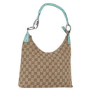 GUCCI GG Canvas Shoulder Bag Beige Silver 115003 Auth 154649-1