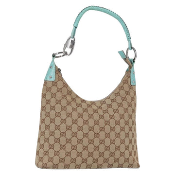 GUCCI GG Canvas Shoulder Bag Beige Silver 115003 Auth 154649