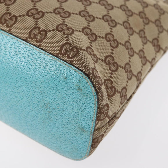 GUCCI GG Canvas Shoulder Bag Beige Silver 115003 Auth 154649