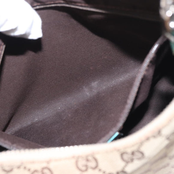 GUCCI GG Canvas Shoulder Bag Beige Silver 115003 Auth 154649