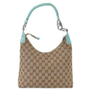 GUCCI GG Canvas Shoulder Bag Beige Silver 115003 Auth 154649-3