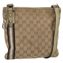 GUCCI GG Canvas Sherry Line Shoulder Bag Beige Gold 144388 Auth 154650-1