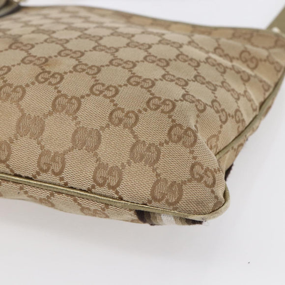GUCCI GG Canvas Sherry Line Umhängetasche Beige Gold 144388 Auth 154650A
