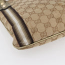 GUCCI GG Canvas Sherry Line Shoulder Bag Beige Gold 144388 Auth 154650-11
