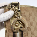 GUCCI GG Canvas Sherry Line Shoulder Bag Beige Gold 144388 Auth 154650-14
