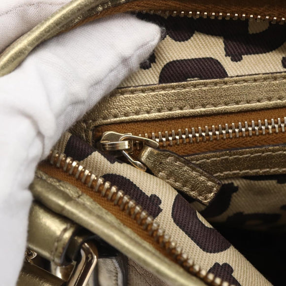 GUCCI GG Canvas Sherry Line Shoulder Bag Beige Gold 144388 Auth 154650