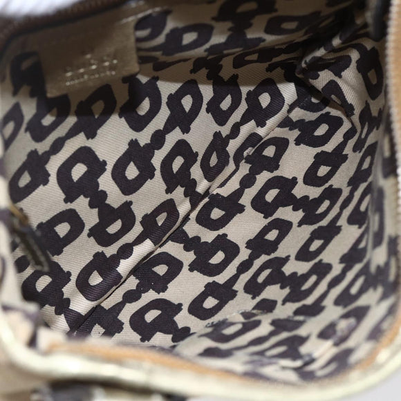 GUCCI GG Canvas Sherry Line Shoulder Bag Beige Gold 144388 Auth 154650