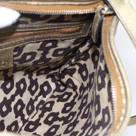 GUCCI GG Canvas Sherry Line Shoulder Bag Beige Gold 144388 Auth 154650