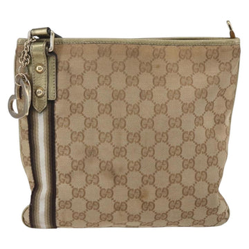 GUCCI GG Canvas Sherry Line Shoulder Bag Beige Gold 144388 Auth 154650 - 0