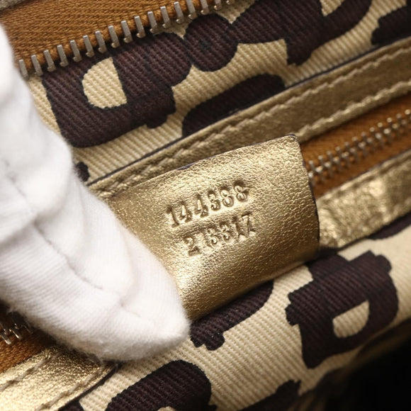 GUCCI GG Canvas Sherry Line Shoulder Bag Beige Gold 144388 Auth 154650