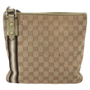 GUCCI GG Canvas Sherry Line Shoulder Bag Beige Gold 144388 Auth 154650-3