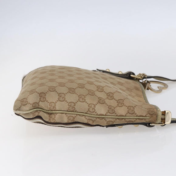 GUCCI GG Canvas Sherry Line Umhängetasche Beige Gold 144388 Auth 154650A