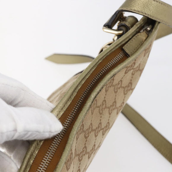 GUCCI GG Canvas Sherry Line Umhängetasche Beige Gold 144388 Auth 154650A