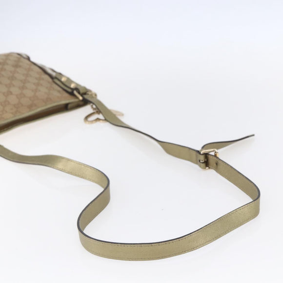 GUCCI GG Canvas Sherry Line Shoulder Bag Beige Gold 144388 Auth 154650