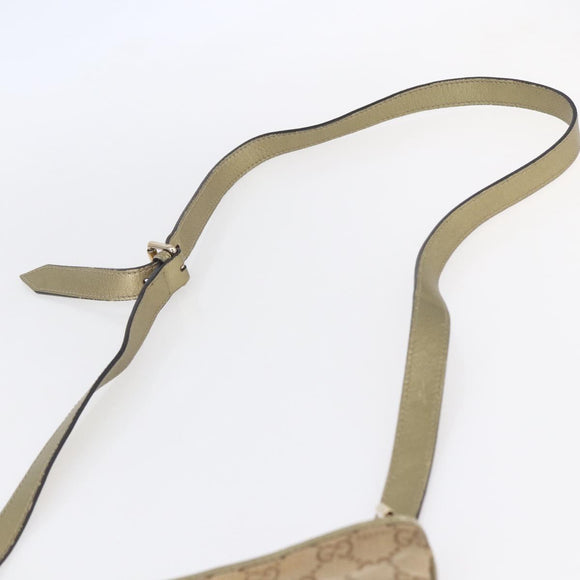 GUCCI GG Canvas Sherry Line Shoulder Bag Beige Gold 144388 Auth 154650