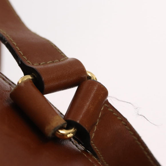 GUCCI Bamboo Backpack Leather Brown Gold Auth 154653