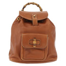GUCCI Bamboo Backpack Leather Brown Gold Auth 154653-2