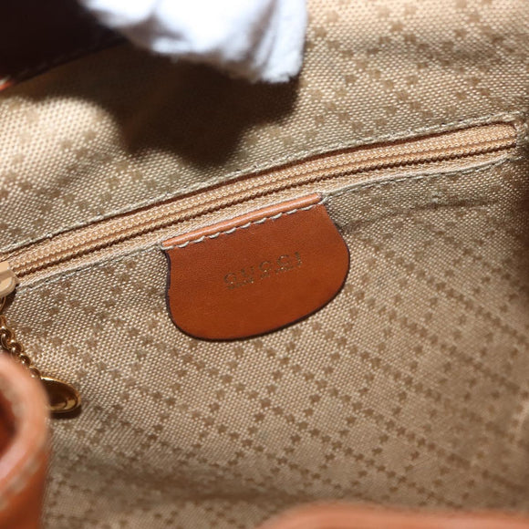GUCCI Bamboo Backpack Leather Brown Gold Auth 154653