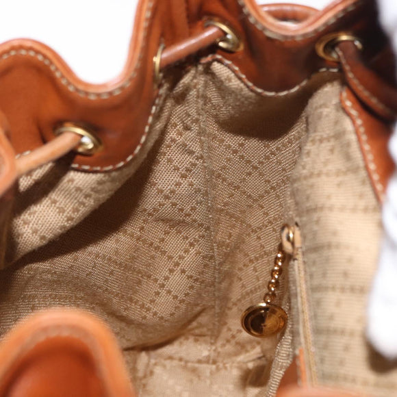 GUCCI Bamboo Backpack Leather Brown Gold Auth 154653