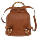 GUCCI Bamboo Backpack Leather Brown Gold Auth 154653-3