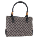 GUCCI GG Canvas Bamboo Tote Bag Navy 112526 Auth 154654-1