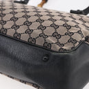 GUCCI GG Canvas Bamboo Tote Bag Navy 112526 Auth 154654-15