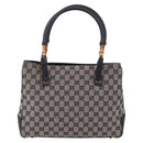 GUCCI GG Canvas Bamboo Tote Bag Navy 112526 Auth 154654-13