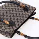 GUCCI GG Canvas Bamboo Tote Bag Navy 112526 Auth 154654-6