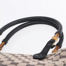 GUCCI GG Canvas Bamboo Tote Bag Navy 112526 Auth 154654-8