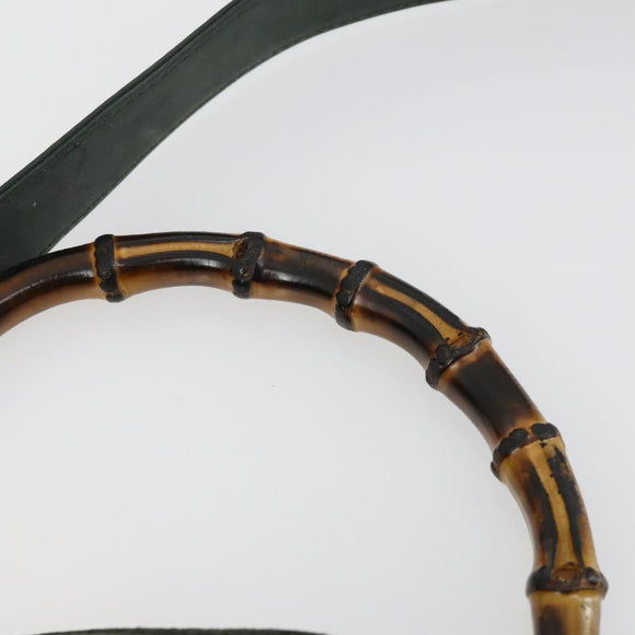 GUCCI Bamboo Hand Bag Suede 2way Green Gold 001 1014 1638 0 Auth 154655